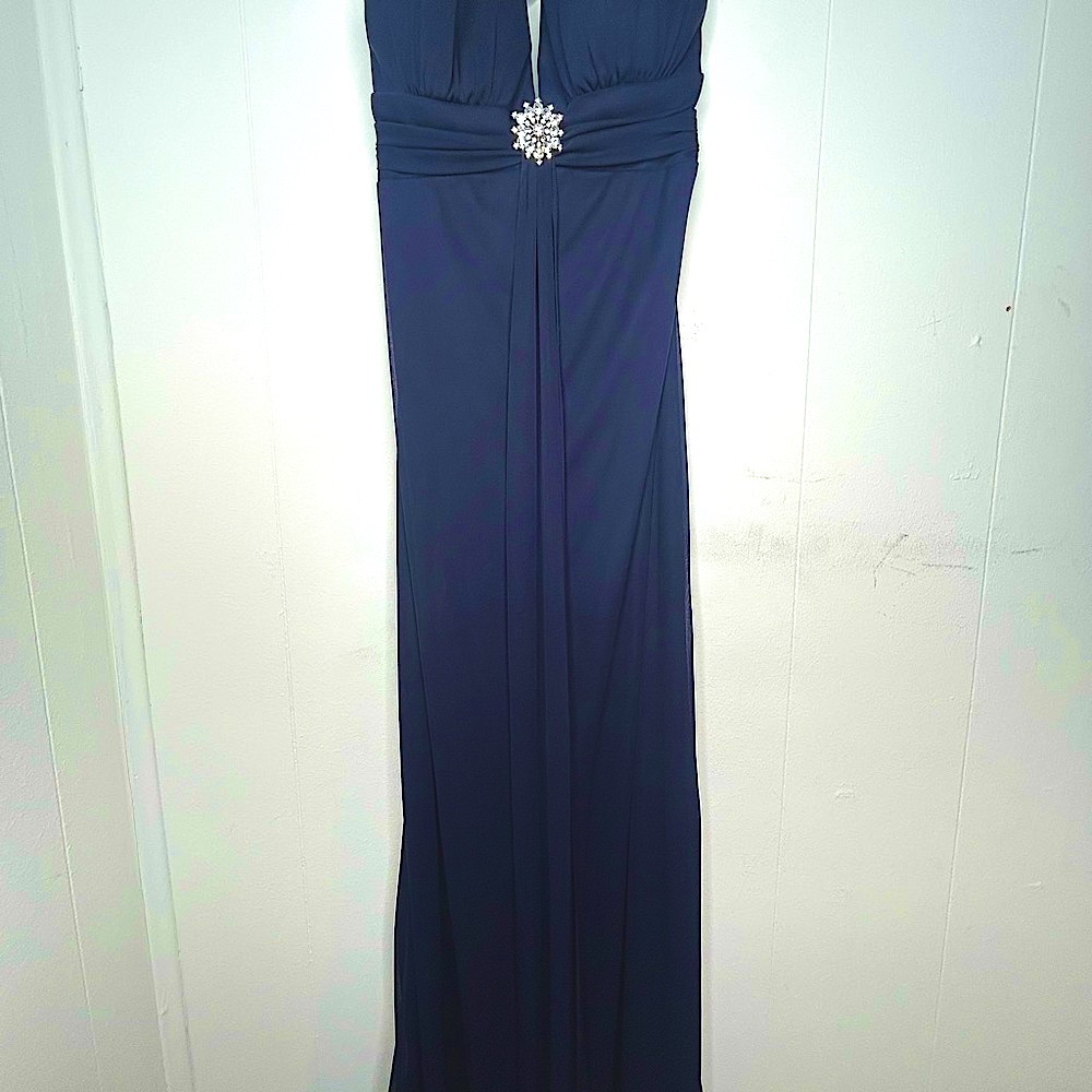Blondie Nites Navy Strapless Sweetheart Gown